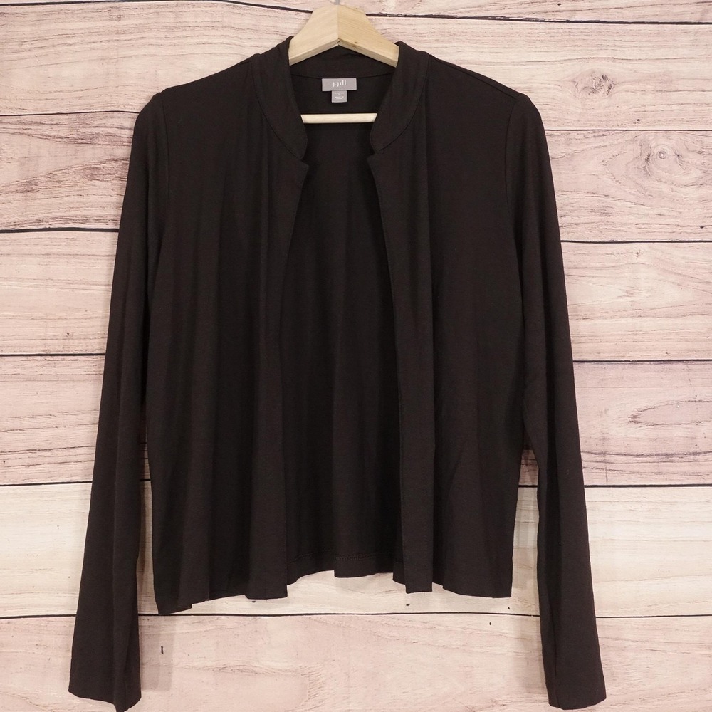 J. Jill Cardigan Sweater Womens Small Brown Stretch Open Front Lightweight‎ Knit